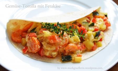 Gemüsetortilla mit Fetakäse