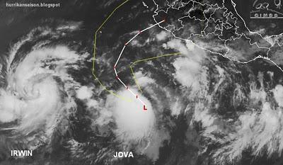 Das Tropische Tief 10-E ist jetzt der Tropische Sturm JOVA, Jova, Pazifik, Oktober, 2011, Hurrikansaison 2011, Mexiko, Puerto Vallarta, Jalisco, Nayarit, Satellitenbild Satellitenbilder, Colima, Michoacán, 
