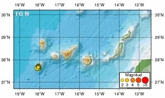Erdbeben, Seebeben und Vulkantätigkeit Insel EL HIERRO (Kanaren, Kanarische Inseln) aktuell