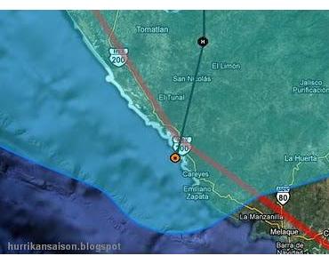 Hurrikan JOVA geht in Jalisco, Mexiko,  über Land
