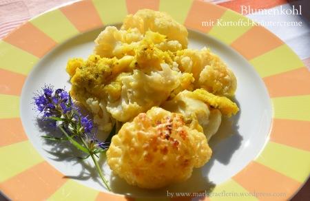 Blumenkohl mit Kartoffel-Kräuter-Creme aus dem Ofen