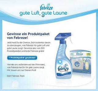 1 von 500 febreze Produktpaketen gewinnen