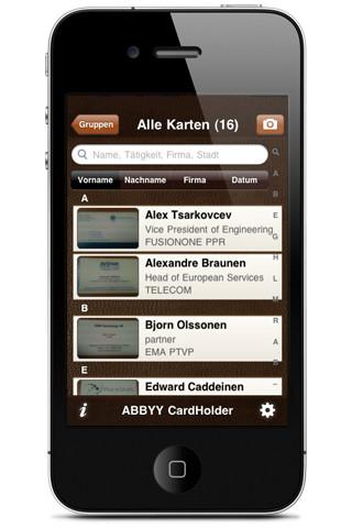 ABBYY CardHolder speichert Visitenkarten als Bild und Text getrennt vom Telefonbuch
