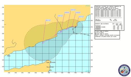 Tropischer Zyklon 03A KEILA im Nordindischen Ozean (Arabisches Meer) bei Oman und Jemen zieht in den Golf von Aden