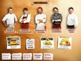 5 Köche – die TV Stars – veranstalten in Ihrer Küche auf dem iPad eine Mit-Kochshow
