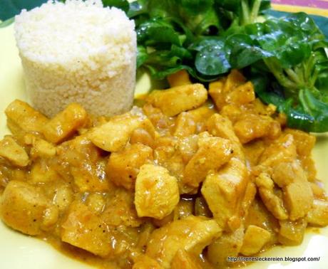 Hähnchen-Curry mit Kaki und Erdnüsse