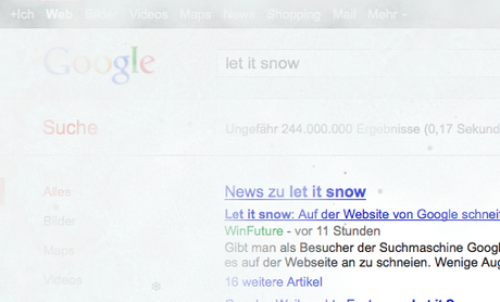 Mit der Eingabe von Let it Snow schneit es auf Google