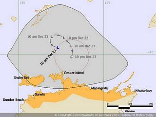010 Australische Zyklonsaison: Tropisches Tief 2 (potenziell Tropensturm GRANT) vor Nord-Australien