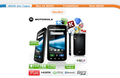 Schnäppchen: Motorola Atrix für 250 Euro bei iBlood.de