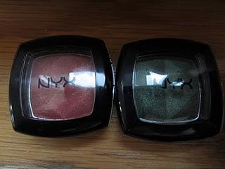 NYX Eyeshadows: Fahrenheit, Mermaid Green, Red Bean Pie und Iced Mocha