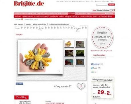 Brigitte Kreativ Blog Award 2012
