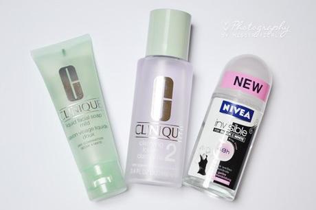 Clinique liquid facial soap clarifying lotion 2 Nivea invisible Deo