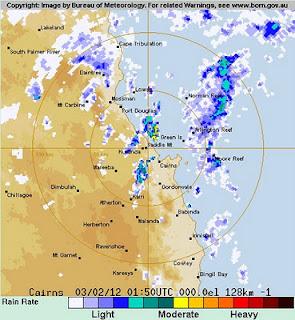 System 95P vor Queensland, Australien potentiell Tropischer Sturm JASMINE, Jasmine, Australien, Australische Zyklonsaison, Februar, 2012, aktuell, Radar Doppler Radar
