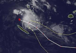Tropischer Zyklon JASMINE als Major Hurricane zwischen Vanuatu und Neukaledonien, Jasmine, aktuell, Februar, 2012, Satellitenbild Satellitenbilder, Pazifik, Verlauf, major hurricane, Vorhersage Forecast Prognose, 