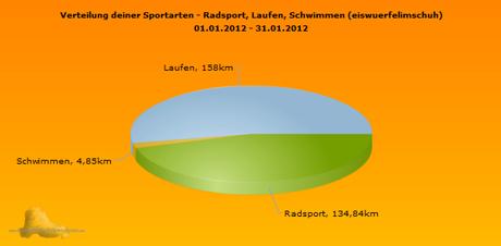 Monatsübersicht Januar 2012 Sportics Sportarten Gesamtkilometer