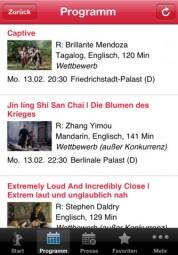 Berlinale 2012 – Offizieller Festivalguide 62. Internationale Filmfestspiele Berlin auf dem iPhone