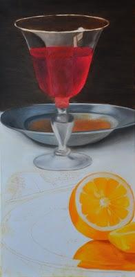 Ein Bild entsteht: Stilleben mit Wein und Orangen nach Pieter Claesz, Teil 3
