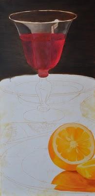 Ein Bild entsteht: Stilleben mit Wein und Orangen nach Pieter Claesz, Teil 2
