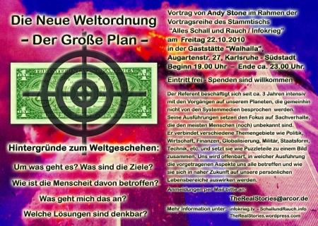 Einladung zum Vortrag über die Neue Weltordnung (Karlsruhe, 22. Oktober 2010)