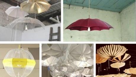 Regenschirme werden zu Lampen