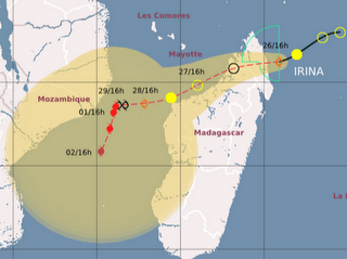 Zyklon IRINA bei Madagaskar wird wahrscheinlich zu einem starken Hurrikan, Irina, aktuell, Indischer Ozean Indik, Zyklonsaison Südwest-Indik, Madagaskar, Vorhersage Forecast Prognose, Februar, 2012,