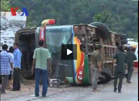 Cambodia: Death toll from bus crash rises to two.