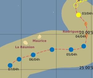 Tropischer Sturm 15S wird nicht zu JONI und ist nur noch ein Tiefdruckgbiet, Joni, Mauritius, aktuell, Satellitenbild Satellitenbilder, März, 2012, Indischer Ozean Indik, Zyklonsaison Südwest-Indik,