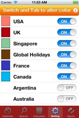 World Holiday Calendar –  auf dem iPhone und Sie wissen, wo gerade auf der Welt Urlaubszeit ist