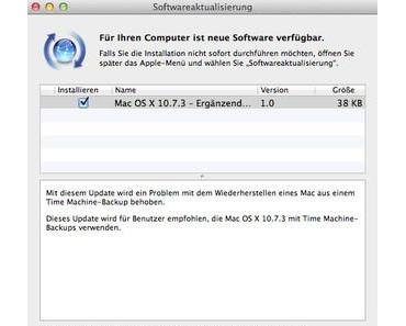 Ergänzungs - Update für Mac OS X Lion erschienen