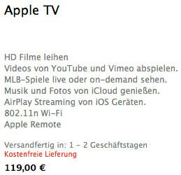 Apple TV auch im Apple Online Store fast ausverkauft
