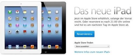 Apple gibt neues iPad zur Reservierung für die Retail Stores frei