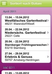 Gartenevents 2012 – auf dem iPhone und Sie wissen, wo und in welchem Garten eine Veranstaltung stattfindet