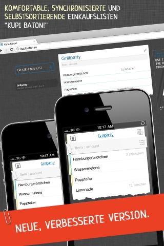 Kupi Baton! – Einkaufsliste mit Cloud Synchronisation und Gruppenfunktion