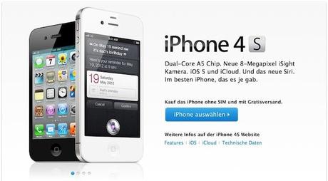 Schnäppchen: iPhone 4S 16GB für 569€ ohne Vertrag