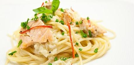 Spaghetti mit Lachs und Käsesauce Rezept Fressbox