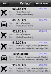 AtoB Distance Calculator PRO –  Distanzrechner für iPhone zur Berechnung von Luftlinien oder Straßenrouten