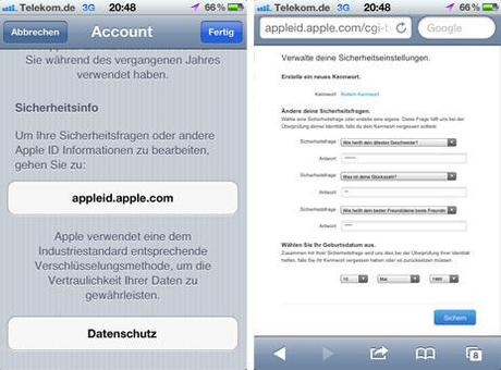 Apple fordert nun auch in Deutschland Sicherheitsfragen für die Apple ID