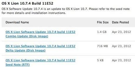 Apple gibt OS X Lion 10.7.4 Build 11E52 für Entwickler frei