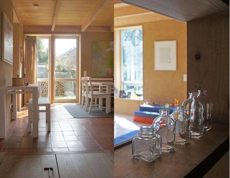 Lichte Wohnumgebung aus Holz und Lehm: im Privathaus der Familie Heymann in Kevelaer