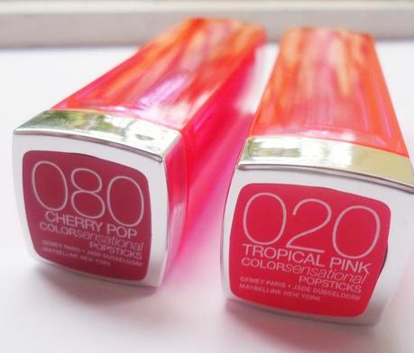 Maybelline Color Sensational Pop Sticks: 020 Tropical Pink, 080 Cherry Pop