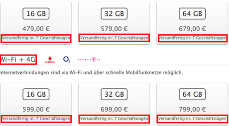 Neues iPad: Innerhalb von 7 Geschäftstagen nun lieferbar