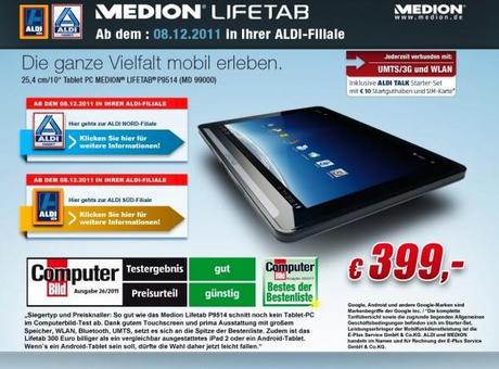 Aldi-Tablet “Medion LifeTab” ab dem 16. Mai wieder im Handel.