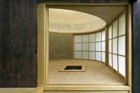 Tea House in the Garden, Vojtech Bilisic, A1, Japanese tea ceremony, matcha, tea, burnt wood, paper ceiling, round shelter, Prague, Sustainable Building, Green Materials, Architecture