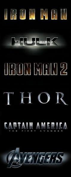Logos for MCU films. From top to bottom: Iron ...