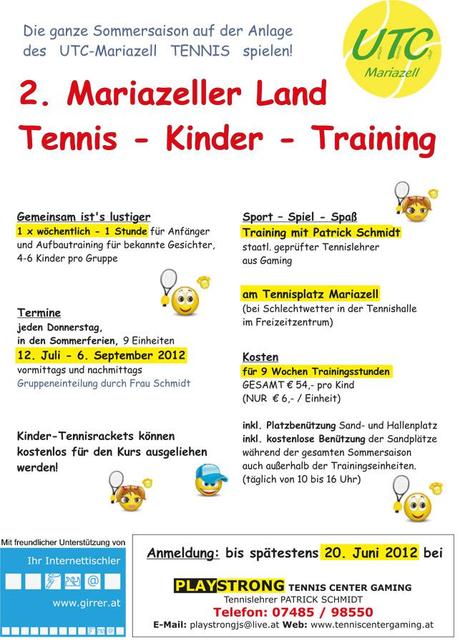 2. Mariazellerland Tennis-Kinder-Training Termininformation