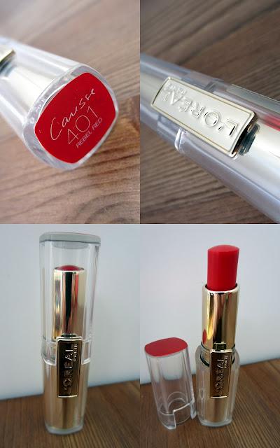 L’Oréal Rouge Caresse Lippenstift “Rebel Red” Swatch