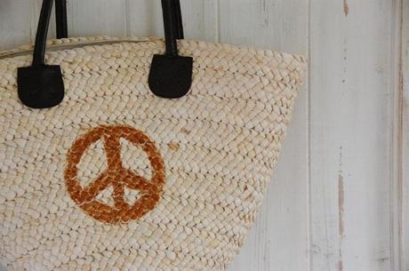 Korbtasche mit Peace selbst gemacht - basket bag with peace DIY