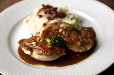 Bourbon Chicken and Mashed Potatoes with Bacon