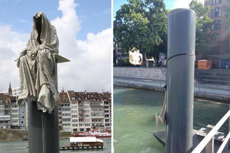 Unguarded “Guardian” stolen Ferryman Public Art Basel show, time guards Manfred Kielnhofer