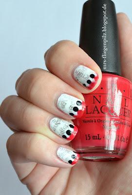 Nageldesign: Newspaper Nails with French Manicure